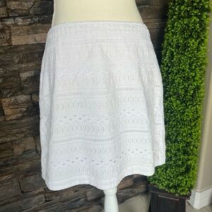 GAP Elegant White Eyelet A-Line Skirt